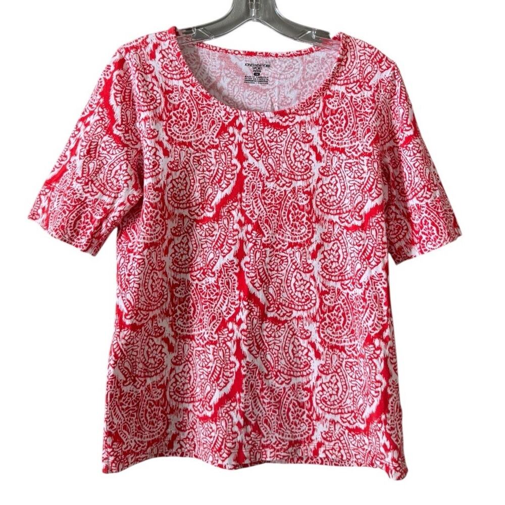 Jones New York Sport Women Size Petite Medium PM‎ Colorful T Shirt Short Sleeve